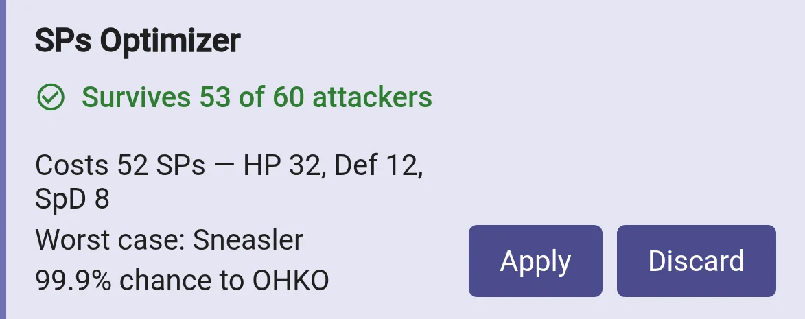 SP Optimizer result for Incineroar