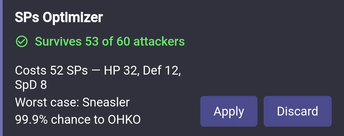 SP Optimizer result for Incineroar