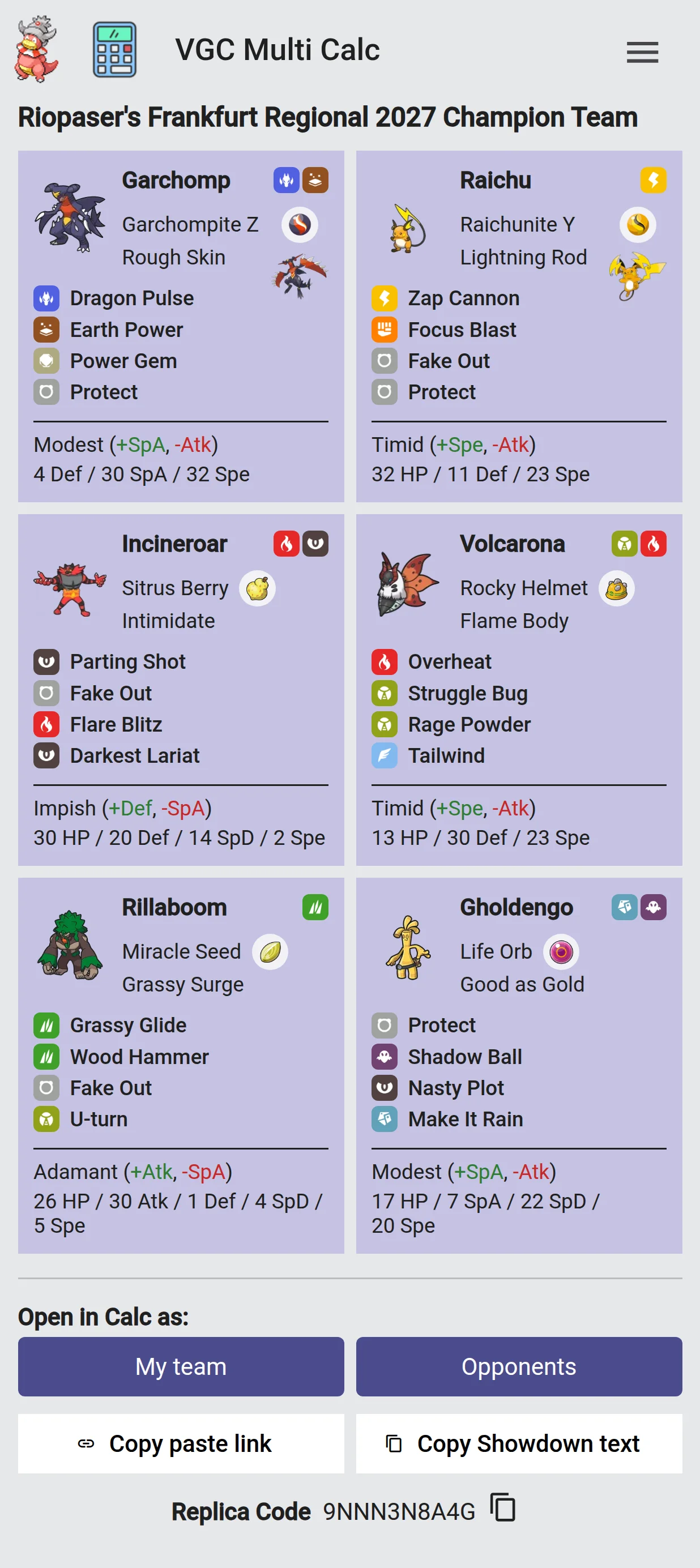 Paste of a tournament team