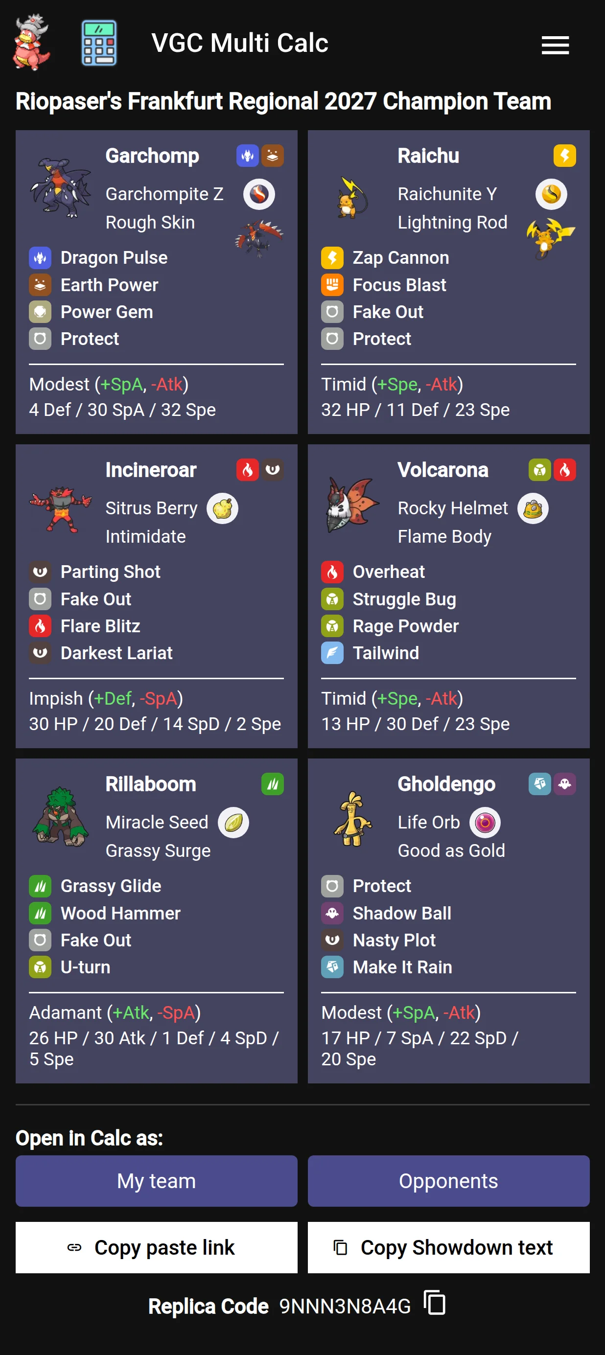 Paste of a tournament team