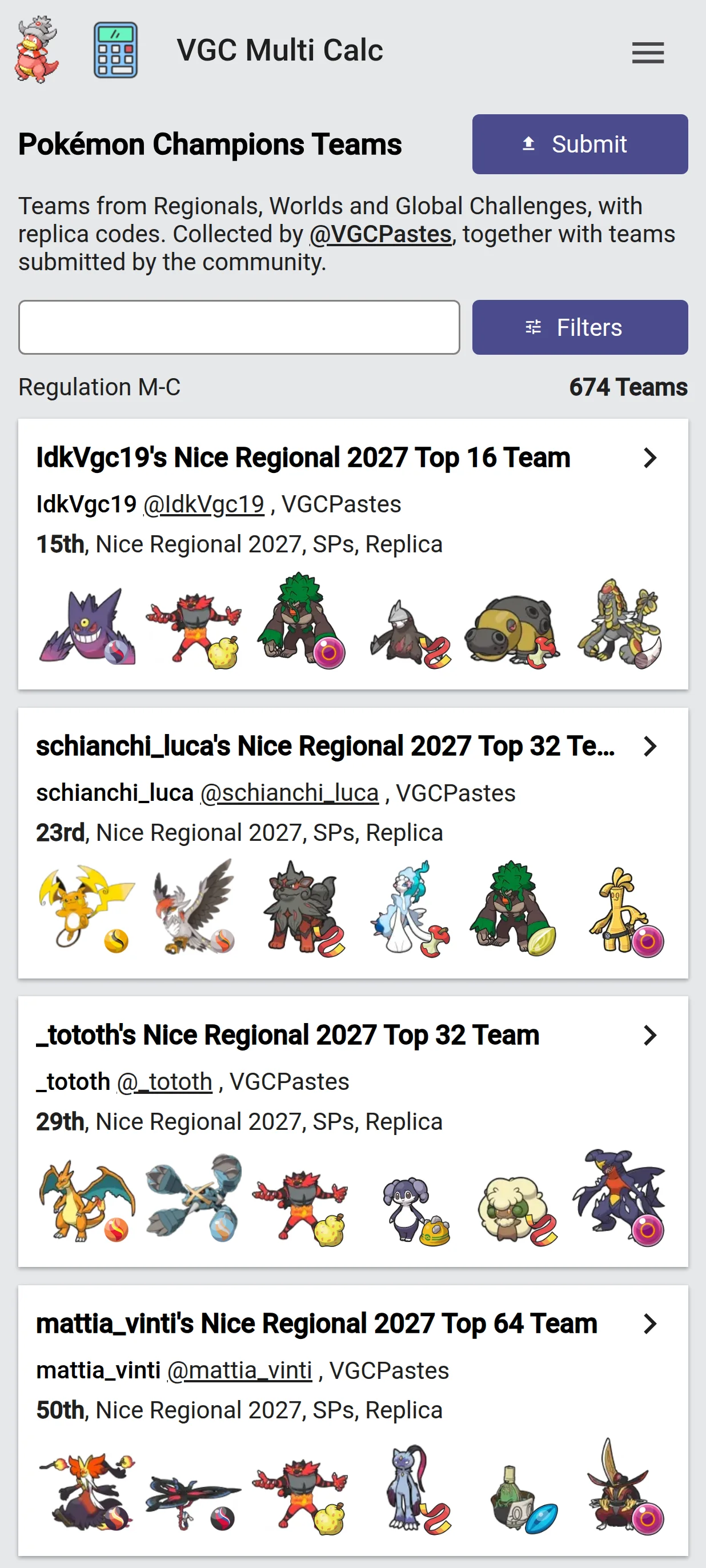 Teams page