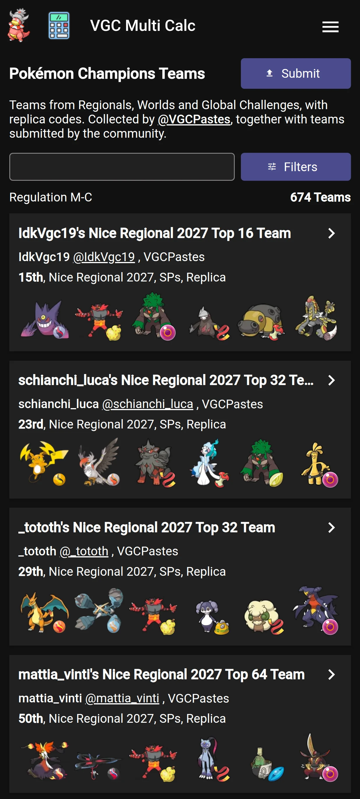 Teams page